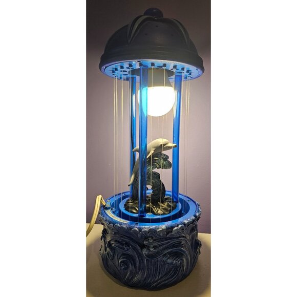 Blue Dolphin Rain Lamp Dripping Oil Ocean Wave Light Working Retro Decor Vintage - Picture 1 of 12